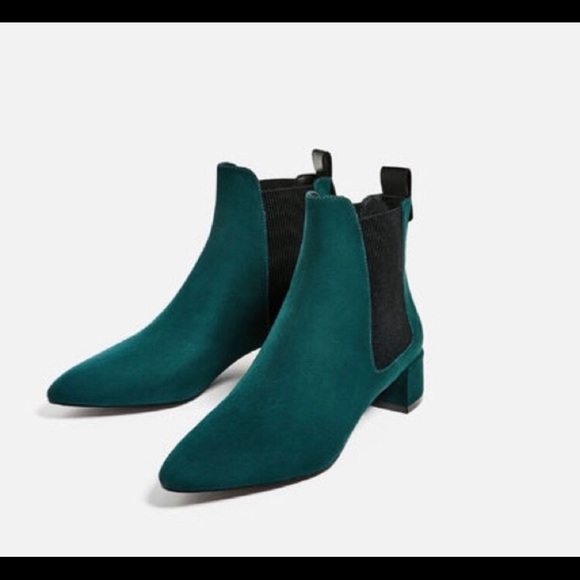 ZARA GREEN ELASTICATED ANKLE BOOTS BRAND NEW WITH TAGS US 6.5 EUR 37 - Picture 2 of 3